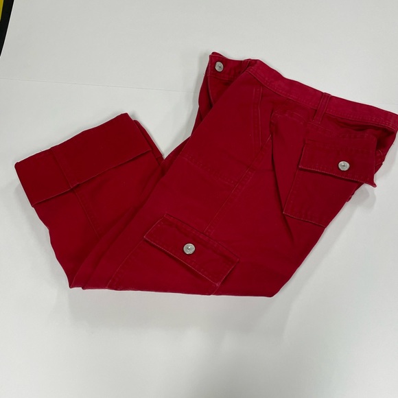 GAP Vintage Cargo Jeans Capris Cuffed or Non Cuffed Dark Red Size 1 - Picture 6 of 11